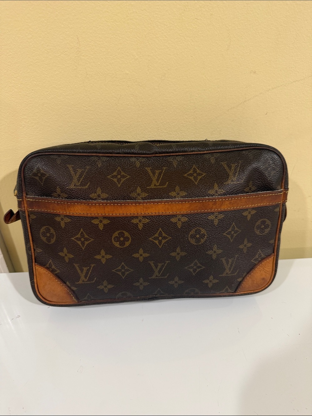 Louis Vuitton Monogram Canvas Travel Toiletry Pouch in Brown and Tan